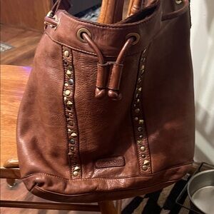 Elegant Brown Studded Hobo Bag